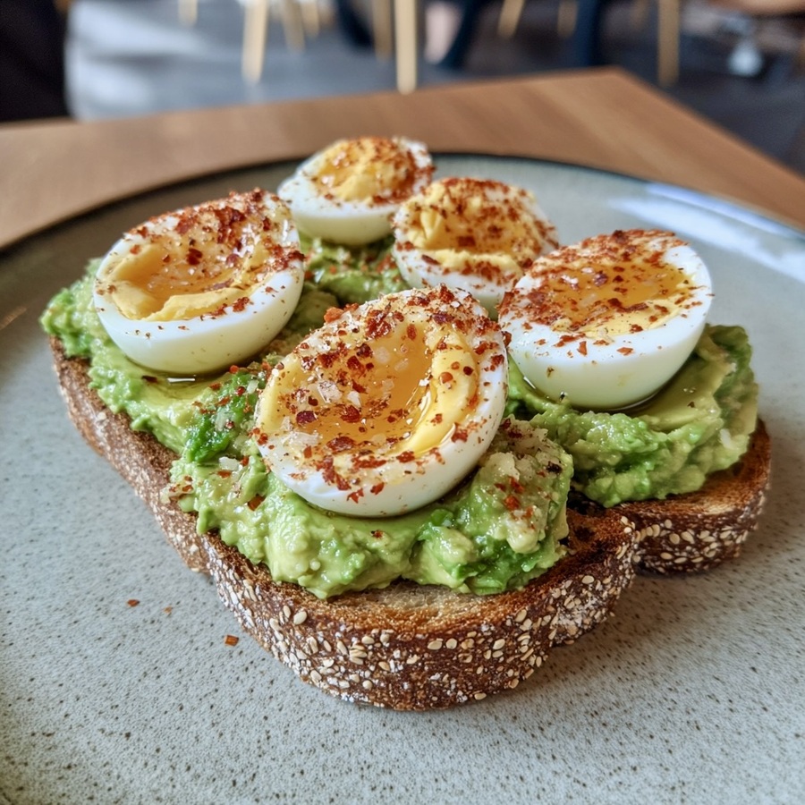 🥑 Avocado Toast with Egg and Chili Flakes